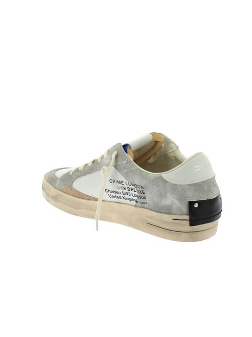 Sk8 Deluxe sneakers da uomo in pelle bianca e camoscio grigio CRIME LONDON | 1410230